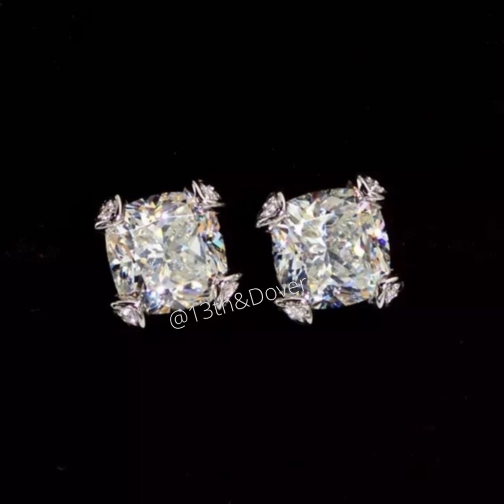 2ct Cushion Cut Earrings - Picture 9 of 11
